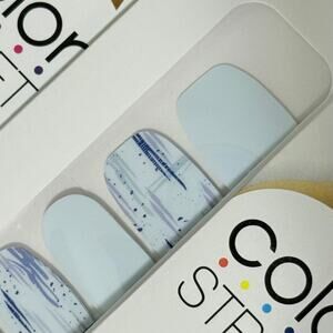 New Color Street “Feeling Paint” Soft Pastel Blue with Brush Stroke Nail Strips